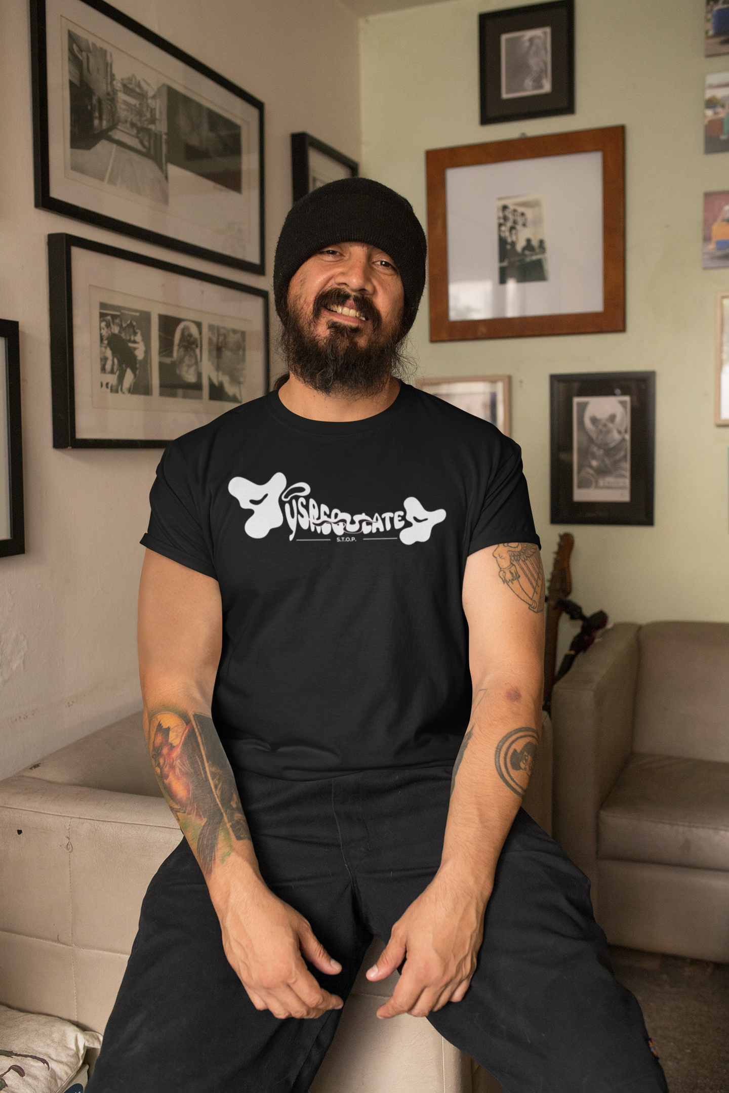 Dysregulated with DBT Skill S.T.O.P.- White Font and Black Shirt